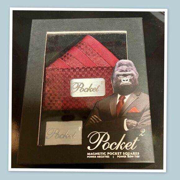 Magnetic Pocket Square By Pocket 2 Shark Fold 100% Silk - Picture 1 of 2